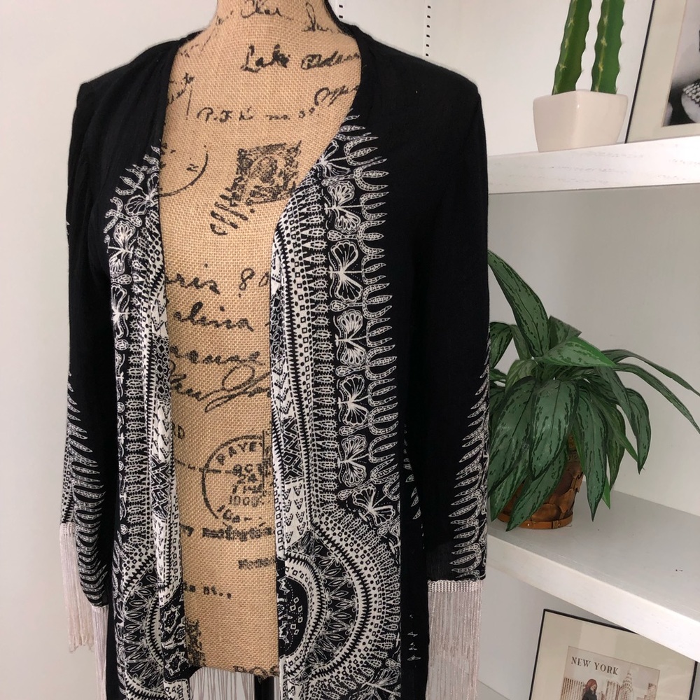 Earthbound black and white cardigan/kimono